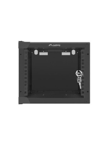 Armario lanberg mural rack 10 pulgadas 4u  280x310 flat pack negro puerta cristal