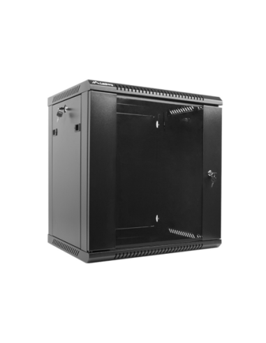Armario lanberg mural rack 19 pulgadas 12u  600x450 flat pack v2 negro