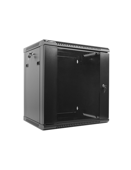 Armario lanberg mural rack 19 pulgadas 12u  600x450 flat pack v2 negro