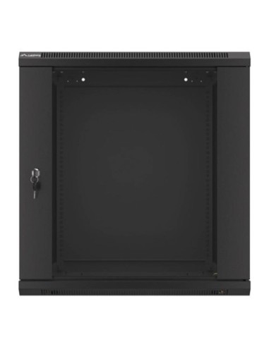 Armario lanberg mural rack 19 pulgadas 12u  600x600 auto ensamblado negro puerta de cristal