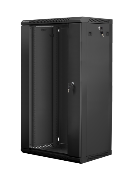 Armario lanberg mural rack 19 pulgadas 22u  600x450 flat pack v2 negro