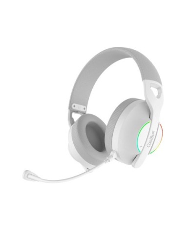 Auriculares con microfono coolbox wb01 inalambricos gaming bluetooth blanco