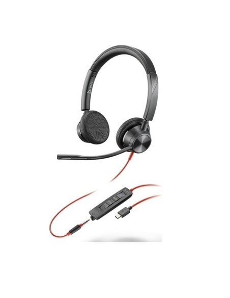 Auriculares poly estéreo blackwire 3325 con certificación microsoft teams usb  c  conector de 3 5