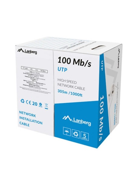 Bobina 100mb  s lanberg utp rj45 trenzado cca awg24 305m gris