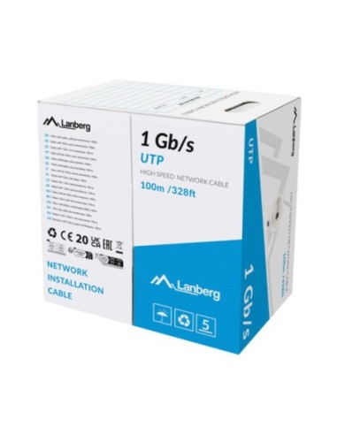 Bobina 1gb  s lanberg u  utp rj45 solido cca awg23 100m gris