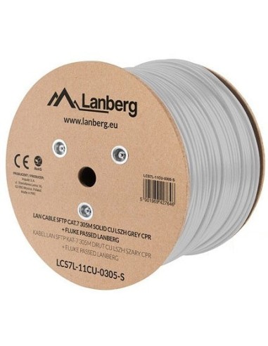 Bobina cat 7 lanberg sftp 305m solid cu lszh cpr  fluke passed gris