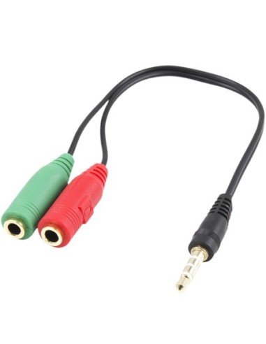 Cable adaptador de audio ewent jack 3 5mm macho a jack 3 5mm hembra x2 negro 0 15m
