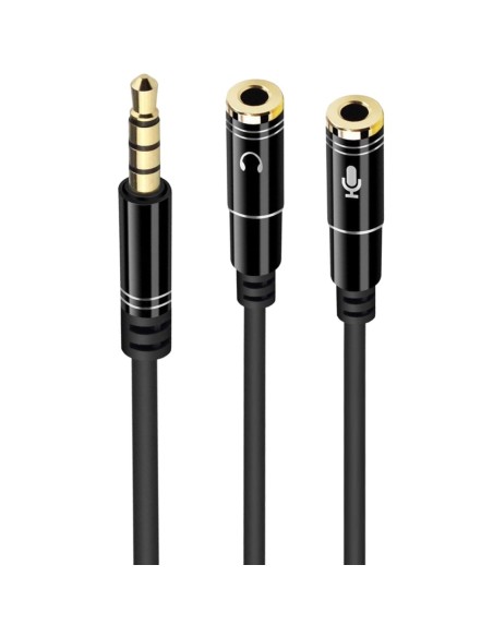 Cable adaptador de audio ewent jack 3 5mm macho a jack 3 5mm hembra x2 negro 0 30m