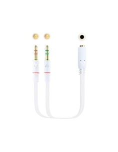 Cable audio 1xjack  3 5 a 2xjack  3 5 nanocable 20cm blanco  hembra a 2xmacho  4pin  3pin  bla