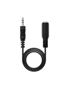 Cable audio jack  3 5m a jack  3 5h nanocable 5m  macho  hembra  negro