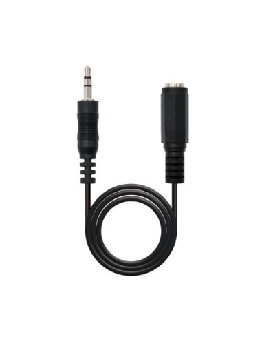 Cable audio jack  3 5m a jack  3 5h nanocable 5m  macho  hembra  negro