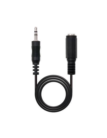 Cable audio jack  3 5m a jack  3 5h nanocable 5m  macho  hembra  negro
