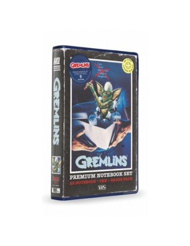 Set papeleria vhs sd toys gremlins libreta chapas y boligrafo