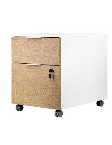 Cajonera phoenix artisan combinación blanca y madera natural