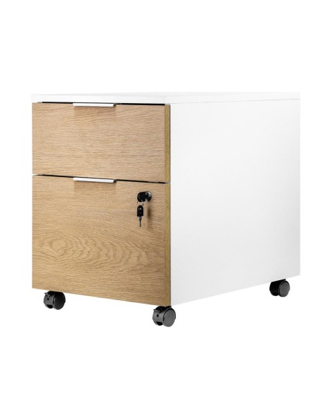 Cajonera phoenix artisan combinación blanca y madera natural