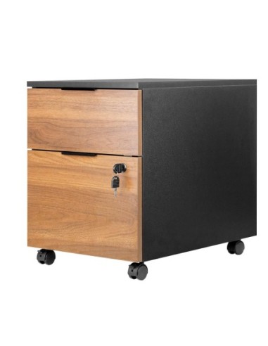 Cajonera phoenix artisan combinación negro y madera nogal