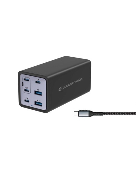 Cargador conceptronic ozul06be 200w  cable usb tipo c