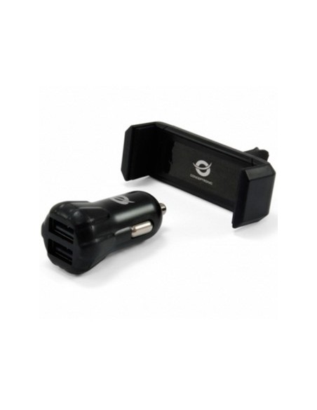 Cargador de coche usb conceptronic 2 puertos usb  soporte smartphone