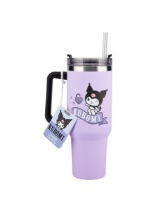 Vaso aislante paladone sanrio kuromi y pajita hello kitty 900ml