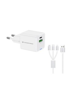 Cargador de pared conceptronic althea16w 33w  cable usb 3 0 3 en 1 blanco