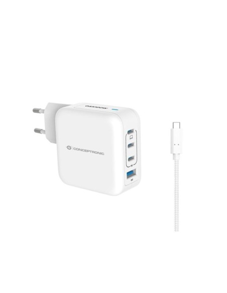 Cargador de pared conceptronic althea18w 100w  cable usb tipo c blanco