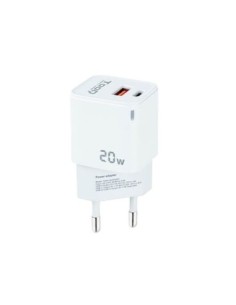 Cargador de pared tooq doble usb  c  usb a blanco 20w