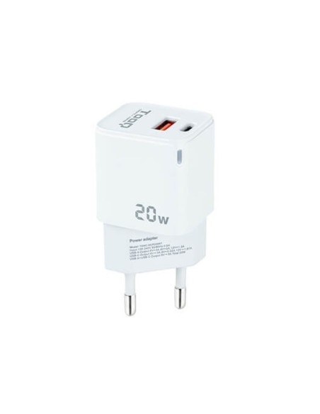 Cargador de pared tooq doble usb  c  usb a blanco 20w