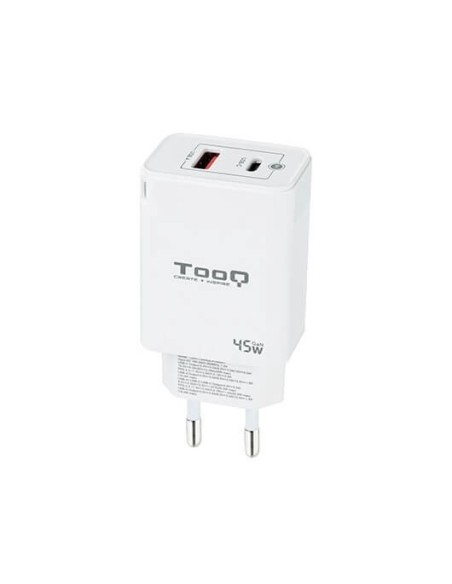 Cargador de pared tooq doble usb  c  usb a blanco 45w