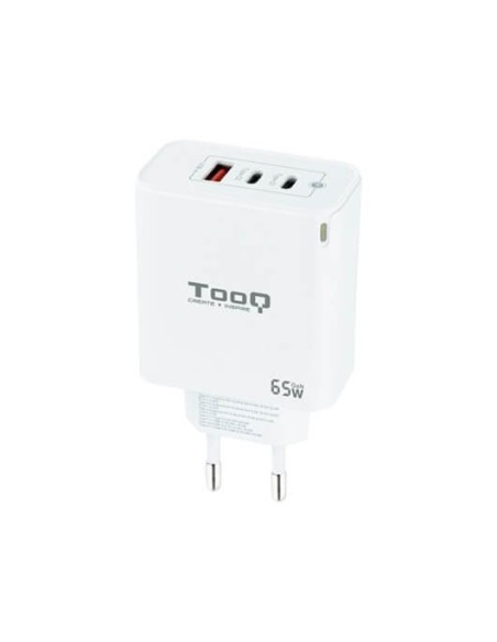 Cargador de pared tooq triple 2xusb  c  usb a blanco 65w