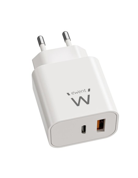 Cargador ewent ew1318 20w 1x usb tipo a 1x usb tipo c blanco