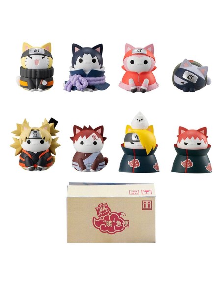 Set 8 figuras megahouse naruto shippuden nyaruto battle vs akatsuki surtido