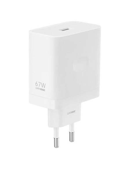 Cargador oppo supervooc 67w usb tipo a blanco  cable usb tipo c a usb tipo a