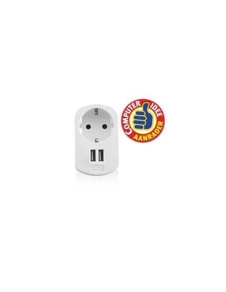 Cargador usb ewent 2 puertos  155w  enchufe shuko blanco