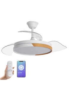 Yoevu  nature white wifi ventilador de techo con luz led motor dc compatible con alexa  3 tónalida