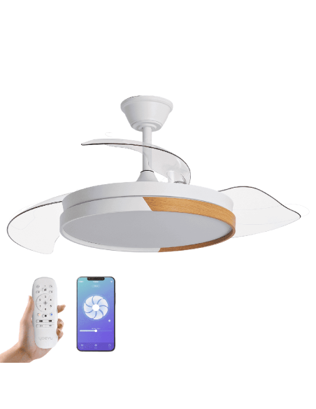Yoevu  nature white wifi ventilador de techo con luz led motor dc compatible con alexa  3 tónalida