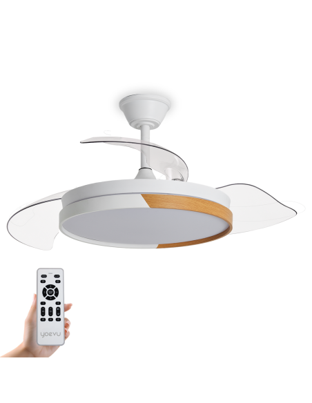 Yoevu  nature white ventilador de techo con luz led motor dc  3 tónalidades de color6 velocidades