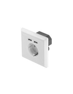 Roseta pared lanberg 230v schuko 16a 2x usb 2 1 a blanco