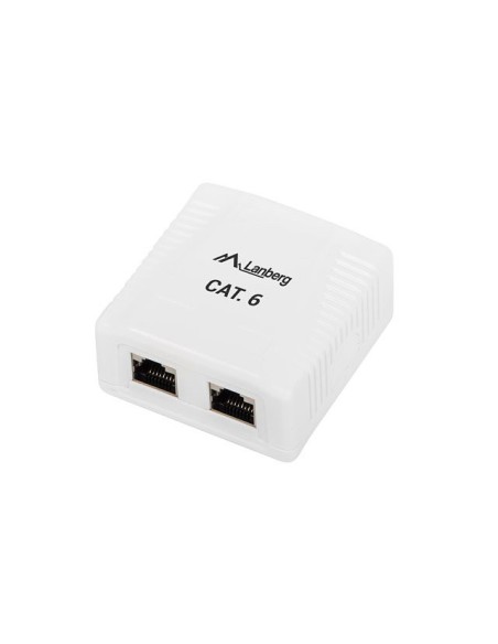 Roseta lanberg de superficie cat 6 ftp 2x toma rj45 blanco