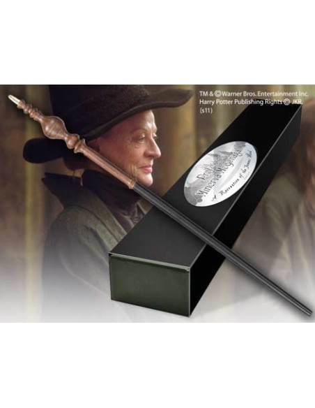 Replica the noble collection harry potter minerva mcgonagall varita con caja y placa de identificaci