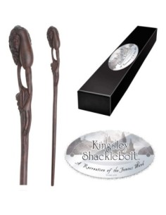 Replica the noble collection harry potter kingsley shaklebolt varita con caja y placa de identificac