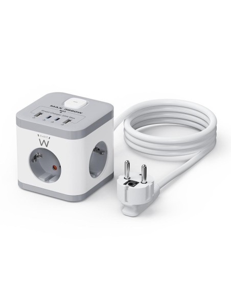 Regleta sobremesa ewent ew3863 3x schuko  2x usb tipo a  2x usb tipo b