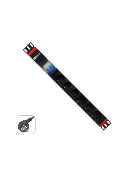 Regleta rack wp 1u 6 enchufes schuko con magnetotermico