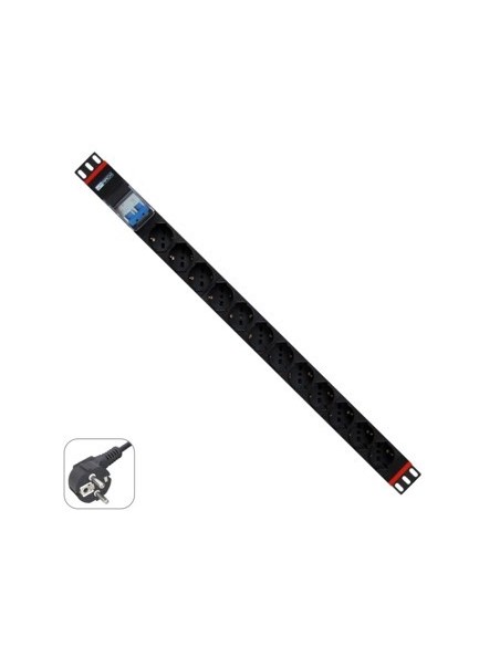 Regleta rack wp 1u 12 enchufes schuko con magnetotermico