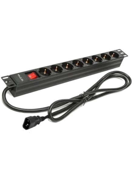 Regleta phasak 8 tomas rack 19 pulgadas con interruptor 2m negro