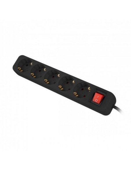 Regleta lanberg 5 tomas schuko con protecion negra 1 5m