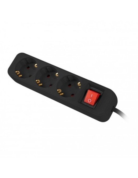 Regleta lanberg 3 tomas schuko con protecion negra 1 5m