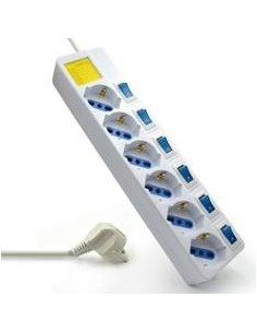 Regleta ewent 6 tomas con encendido y apagado blanco
