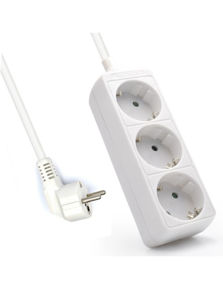 Regleta ewent 3 tomas shucko y 1 5 metros de cable blanco