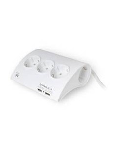 Regleta de escritorio ewent 5 tomas de corriente  2 puertos usb  blanco