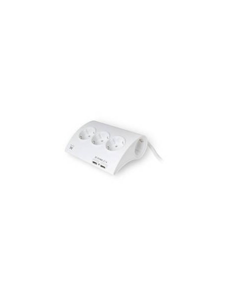Regleta de escritorio ewent 5 tomas de corriente  2 puertos usb  blanco